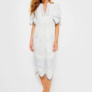 Tuckernuck White and Blue Embroidered Dress